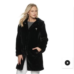 Elle Black Faux Fur Women's coat XXL